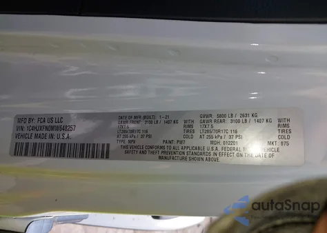 2021 Jeep Wrangler Unlimited Rubicon 4X4 из США, поврежденный, VIN 1C4HJXFN0MW648257